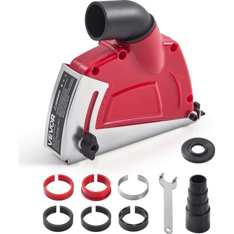 Capot de Protection pour Meuleuse d'Angle 100-125 mm, Capot Anti-poussière pour Meuleuse Angulaire, avec 6 Rondelles de Serrage, Adaptateur de Tuyau d'Aspirateur, Profondeur de Coupe Réglable (1/5)