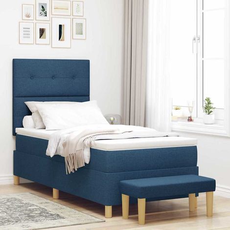 vidaXL Boxspringbett mit Kissen mit Kopfteil Blau 200 x 80 cm Stoff (1/5)