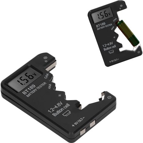 Ce testeur/chargeur de batterie est utilisé pour tester les piles C/AA/AAA/D/N/9V/6F22 et les piles boutons 1,5V/3V (noires). (1/5)