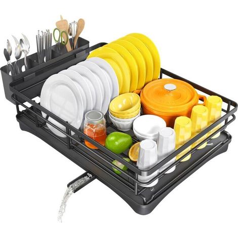 Étagère de rangement pour vaisselle, égouttoir de cuisine, support pour vaisselle, rangement pour vaisselle et couverts sur le plan de travail, armoire à vaisselle, bac de rangement de grande capacité