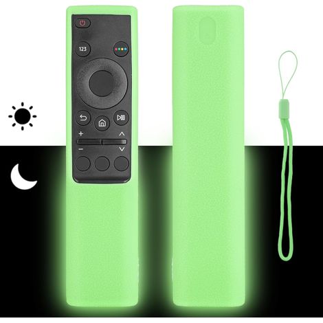 Coque de télécommande en silicone compatible avec Samsung Smart TV BN59-01358B BN59-01363J BN59-01363B BN59-01311B Télécommande Housse de protection antichoc avec vert fluorescent et cordon de serrage (1/5)