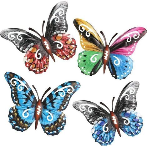 Papillon Métal - Décoration Murale 3D - Pour Intérieur Extérieur Jardin - Lot de 4 (1/5)