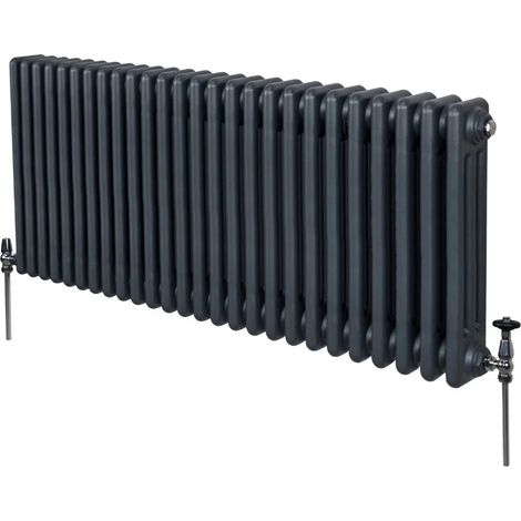 Traditional 3 Column Radiator - 600 x 1192mm - Anthracite Grey