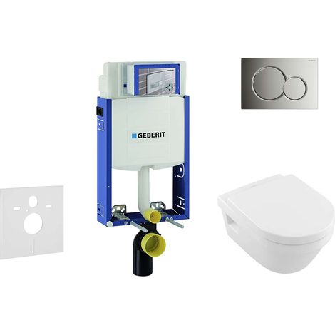 Geberit Kombifix - Installationselement für Wand-WC mit Betätigungsplatte SIGMA30, matt chrom/chrom + Ideal Standard Tesi - WC und WC Sitz, DirectFlush, SoftClose, CeramicPlus 110.302.00.5 NB2