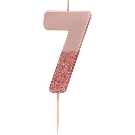 Bougie numéro 7 à Paillettes en Or Rose Décoration de gâteau Jolie, Scintillante pour Les Enfants, Adultes, 7e, 70e, Anniversaire, Jalon (1/5)
