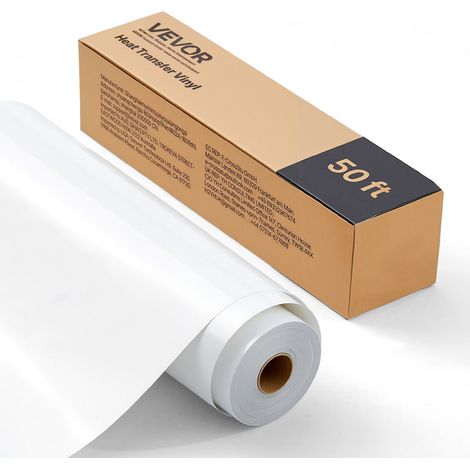 Rouleau Vinyle Thermocollant Blanc Brillant 30,48x1524 cm, Flex Thermocollant Facile à Découper et à Désherber, Forte Adhérence, HTV Compatible avec Machine de Découpe, pour Divers Matériaux (1/5)