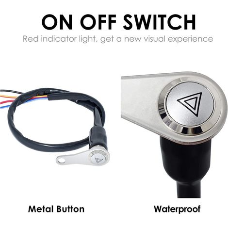 Interruttore per moto a LED rosso, interruttore universale ON+OFF da 12 V per manubrio con pulsante, luce di lavoro (1/4)