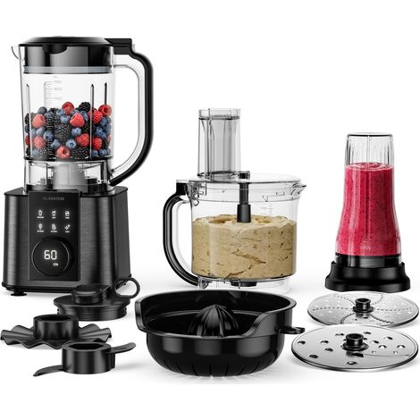 Klarstein Verosteel Küchenmaschine mit Mixer – 1200 W Multifunktions-Küchenmaschine, 2-Liter-Schüssel, 1,75-Liter-Mixer, 10 Geschwindigkeiten, 6 Programme, Entsafter & Fleischwolf (1/5)