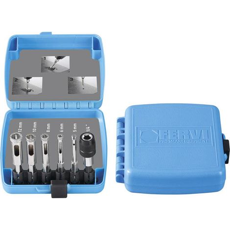 Serie de pointes diamantees avec connexion 1/4 pour tournevis Fervi 0529