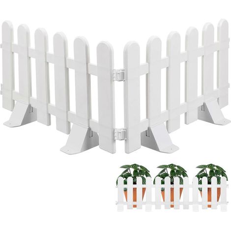 Clôture de jardin, clôture en plastique, décoration de jardin, petite clôture paysagère avec 4 bases, convient aux arbres, aux parterres de fleurs et aux cours, 50,00X30,00X1,00 cm, 2 ensembles. (1/5)