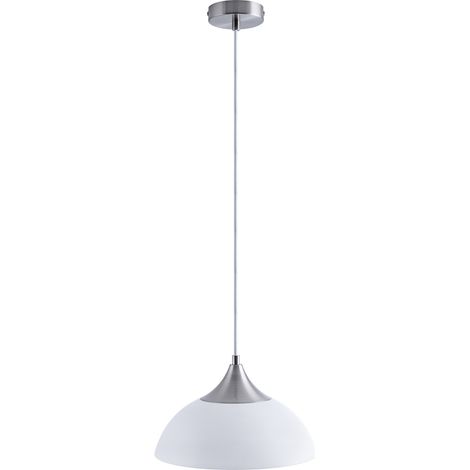 Paco Home Pendelleuchte Hängelampe Esszimmer Esstischlampe 1,5m Textilkabel Kürzbar E27 ohne Leuchtmittel, Weiß/Alu gebürstet