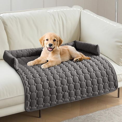Dog Bed Sofa, 75 x 75 cm, Soft Washable Sofa Bed, Dog Blanket Sofa with Edge, Sofa Protection, Fluffy Non-Slip Dog Cushion for Small and Medium Dogs and Cats, Grey (1/5)