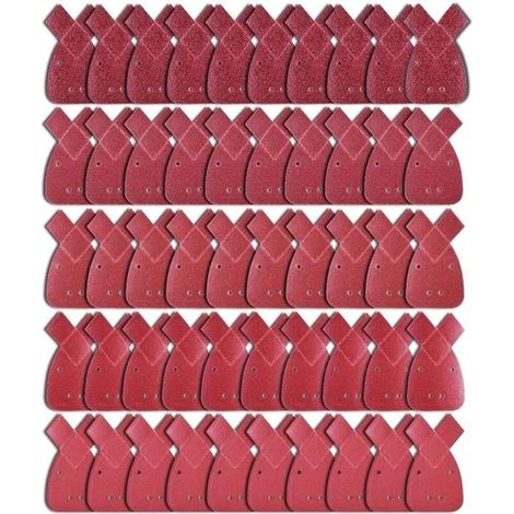 50 Pièces Feuilles Abrasives Feuille de Ponçage 10 X Grains 40/60/ 80/120/ 240 Papier Abrasif Triangles de Ponçage Fit Black and Decker Detail Palm Sander,AAFGVC (1/4)