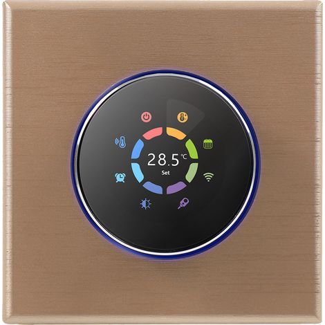 Termostato Wi-Fi intelligente con programmatore settimanale della temperatura, pulsante programmabile e controllo vocale tramite dispositivo mobile per riscaldamento elettrico a pavimento da 16 A. (1/5)