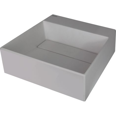 Aufsatzwaschbecken Grau eckig 40 cm Granitoptik mit verdecktem Ablauf "Correo" (1/3)