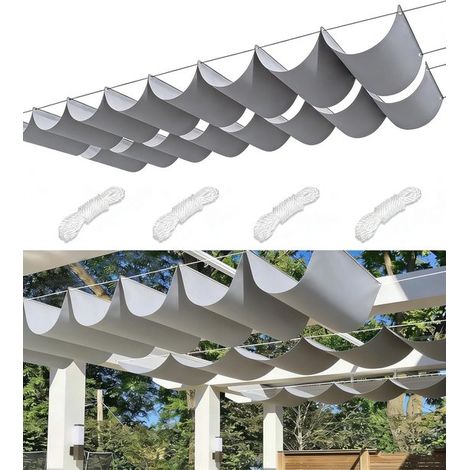 Ausziehbare, wellenförmige Markise, wasserdichtes Vordach, Markisenabdeckung, Sonnenschutz aus Polyester, für Terrasse/Carport, 100 x 3000 cm, he (1/5)