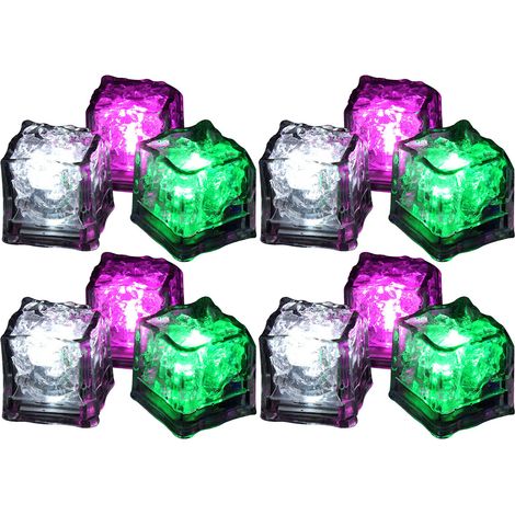 12 glaçons LED à induction liquide, style romantique, étanches, en plastique, composants électroniques, glaçons lumineux clignotants (1/5)