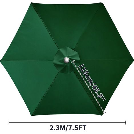 (Vert, 6 nervures, 2,3 m) Toile de rechange pour pare-soleil, imperméable, coupe-vent et résistante aux UV. (1/5)