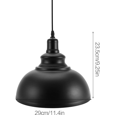 Lustre suspendu en métal E27, abat-jour noir (1/5)