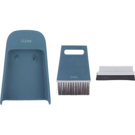 Mini Balayette et Brosse de Nettoyage pour Clavier, Bureau et Comptoir - 2 Brosses et 1 Petite Pelle Poussière Bleu Marine (1/5)