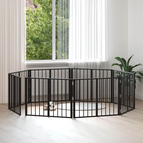 Puerta para perros 8 pcs Negro 80 x 60 cm Acero Galvanizado