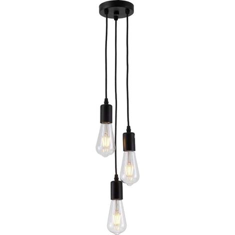Lámpara de techo vintage de hierro Simplicity de 3 luces, color negro, con base E27 y bombilla no incluida, ideal para sala de estar, dormitorio y restaurante (A)