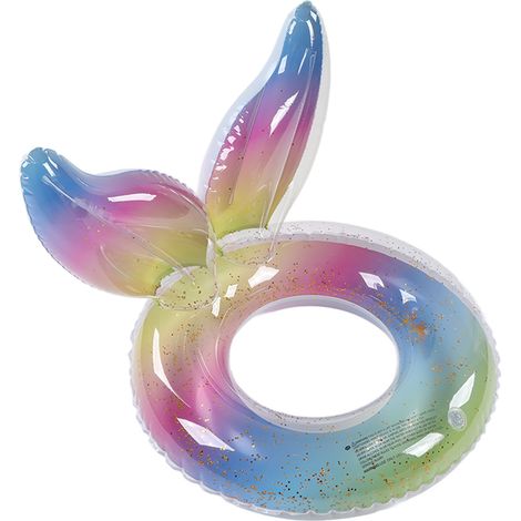 Bouée de piscine à sequins scintillants, dégradé arc-en-ciel avec ailes, flotteur gonflable pour enfants, fête estivale, anneau de bain. (1/5)