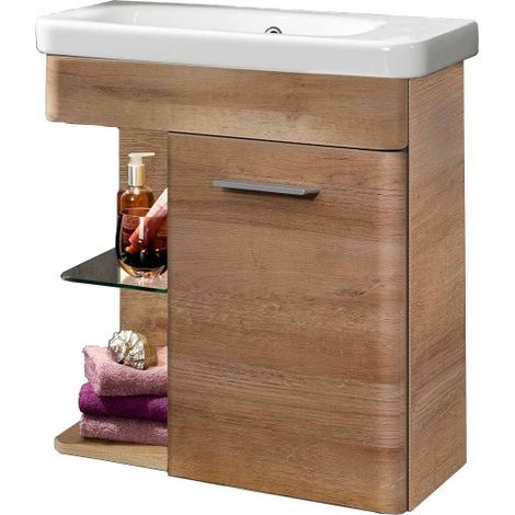 Lanzet Gäste WC Set 2-tlg K8 Badmöbel Braun Waschtisch Möbel"-"06353145 (1/5)