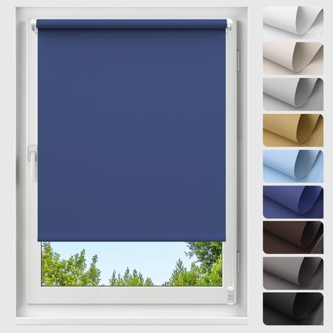 Allesin Store Enrouleur Occultant sans Perçage, 75cm x 130cm Bleu Marine, 100% Opaque Protection Thermique Solaire, Store à rouleau pour intérieur pour fenêtres et portes (1/5)
