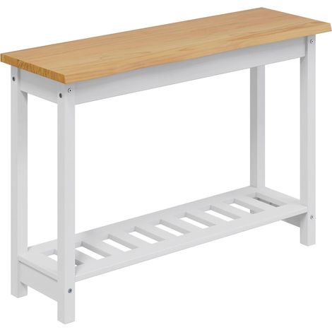 Mesa Consola EKAI Blanco 112 x 35 x 76 cm Madera de Pino Maciza VidaXL