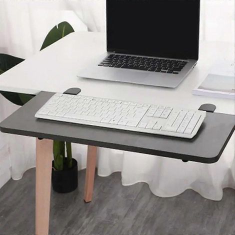 Gelenkiger Tastaturständer für den Schreibtisch, 2-teilig, verstellbarer Arm zur Vergrößerung des Platzes, robuster Computerständer, stabile Befestigung, für Büro- und Gaming-Anwendungen. (1/5)