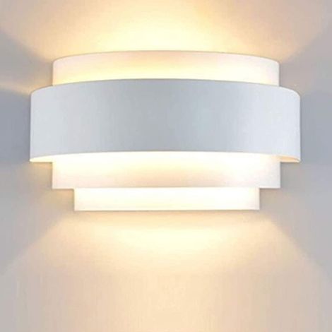 MINKUROW Lámpara de pared Dormitorio Pasillo Mesita de noche Aplique de pared blanco Escalera de hierro forjado Luz de pared nórdica Dormitorio Lámpara de pasillo Aplique de pared semicircular (1/5)