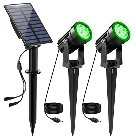 Spot Solaire Extérieur, 2 en 1 Vert Projecteur Solaire Exterieur, Etanche IP65 Lampe Solaire Exterieur Puissante 2 Modes Lumiere Solaire avec pour Jardin, Allée, Chemin, Trottoir, Terrasse (1/5)