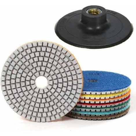7-teiliges Set 4-Zoll-Diamantpolierscheiben mit Halterung für Granit, Beton und Keramik