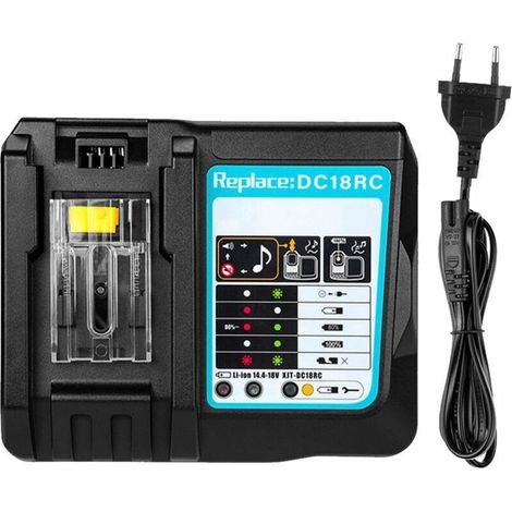 Chargeur rapide DC18RC compatible batteries 14.4V/18V Li-ion - Remplacement pour DC18RD DC18RA - Marque allemande