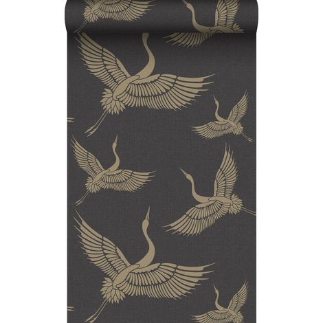 papier peint oiseaux de grue noir et beige  - Origin Wallcoverings (1/5)