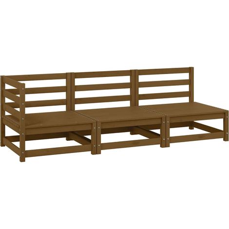 Salon de jardin 3 pcs Ensemble Table et Chaise de Jardin - Marron miel Bois de pin massif BV313163 - BonneVie (1/5)