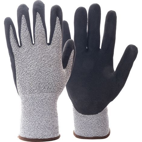 Guante resistente a cortes, guante para ostras, nivel de protección 5 en malla de alambre de acero inoxidable, adecuado para trabajar con ostras, cortar carne, jardinería y trinchar (L) (1/5)