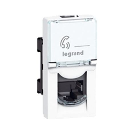 Enchufe multimedia blanco - RJ45 - 2 módulos - para cable Cat 6 - Mosaic - Legrand