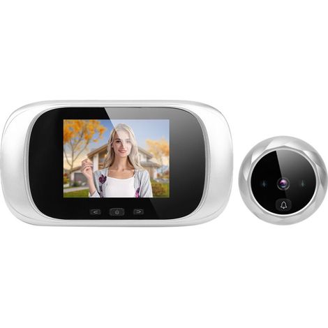 Mirilla de puerta Eosnow de 2,8 pulgadas con pantalla TFT LCD, visión nocturna infrarroja, cámara de almacenamiento cíclico, timbre con timbre, sistema de control de acceso inteligente, color plata. (1/3)