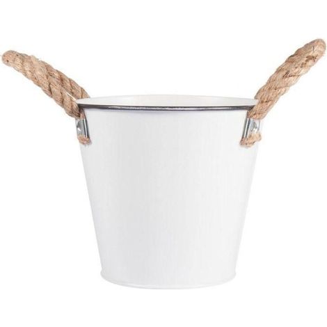 Mini seau blanc de jardin en zinc Ø 10,5 cm x 10,5 cm (1/2)