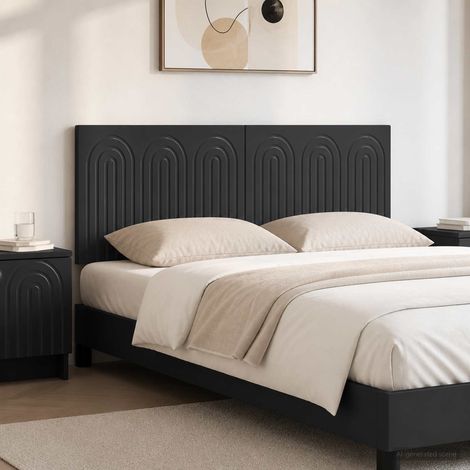 vidaXL Wall-Mounted Headboard ALKMAAR Black Engineered Wood (1/5)