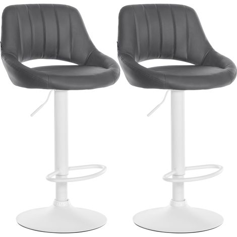 Set da 2 sgabelli da bar Milet in similpelle grigio Metallo bianco opaco (1/5)