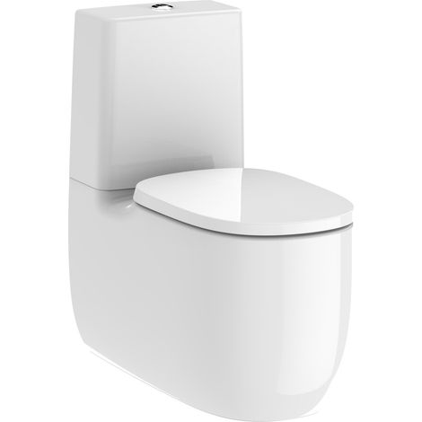 Inodoro completo con taza Rimless® y salida dual, cisterna de alimentación inferior y tapa con caída amortiguada BEYOND - ROCA