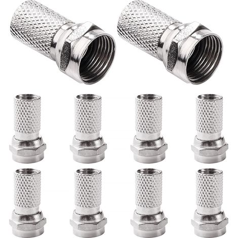 Pièces Connecteurs à Vis de Type F, Connecteur F, Vis et Connecteurs de Type-F à Visser, pour Câble Coaxial D'antenne TV Satellite RG6, Argent (1/5)