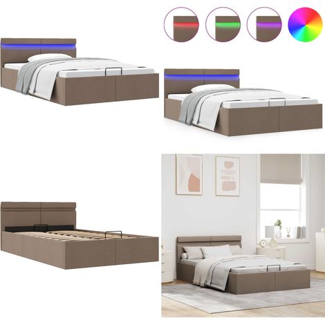Cadre de lit à rangement hydraulique sans matelas 140x200 cm - Lit Plateforme - Lit Avec Rangement - Lit Capitonné - Lit Moderne - Lit Taupe - Home & Living (1/5)