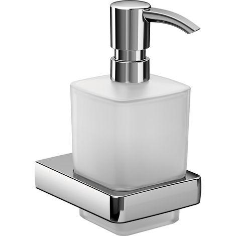 Distributeur de Savon Liquide, Verre satiné, 155 ML, Accessoires de Salle de Bain, Montage Mural, métal, Gris, Taille Unique (1/4)