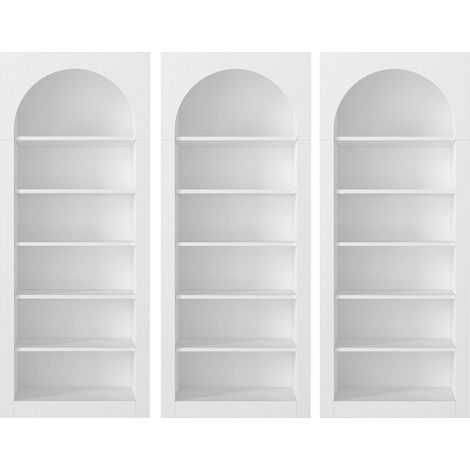 Lot de 3 bibliothèques avec 6 niches - Blanc - CYMORA