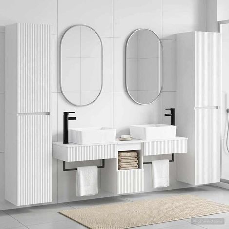 Set di mobili per il bagno 5 pz Bianco Lucido vidaXL (1/5)