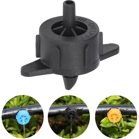 100 pièces Goutteurs 4mm à Compensation de Pression, Débit Uniforme en PP pour Irrigation Terrain Large 4L/H Noir (1/5)